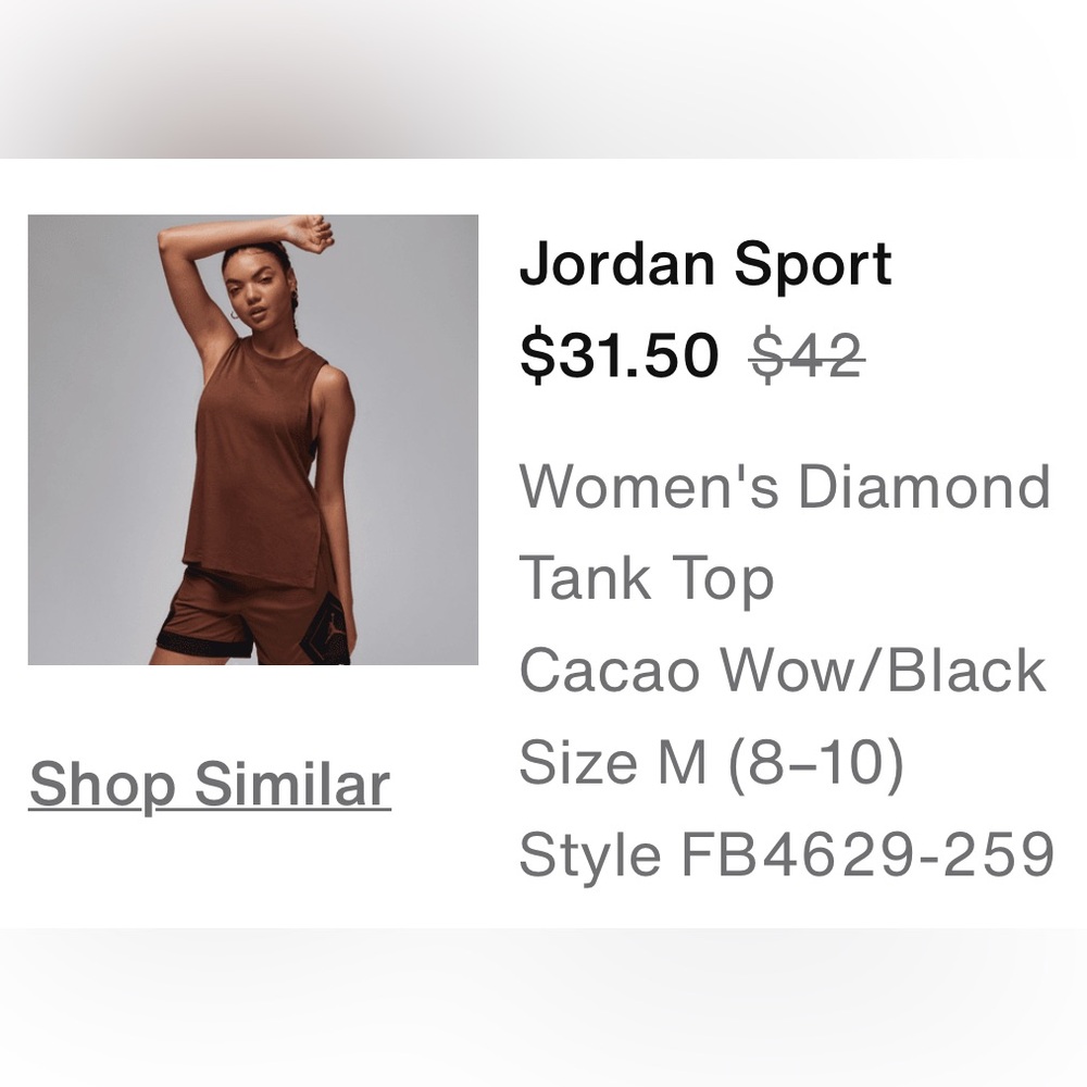 Jordan Sport Women’s Diamond Tank Top in Loose Fit Size Medium - Picture 11 of 13